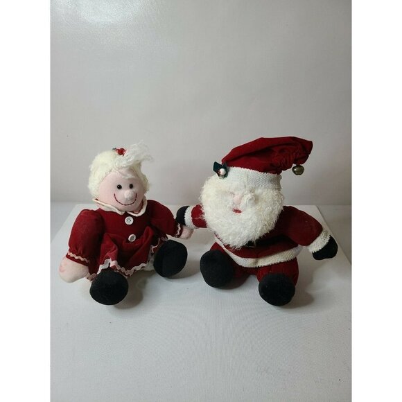 VINTAGE Sterling Inc Santa And Mrs Claus Soft Plush Doll Holiday Christmas Decor - Picture 1 of 9